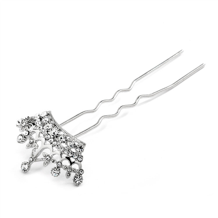Regal Pageant or Prom Queen Crown Hair Stick Pin with Crystals 4227HS