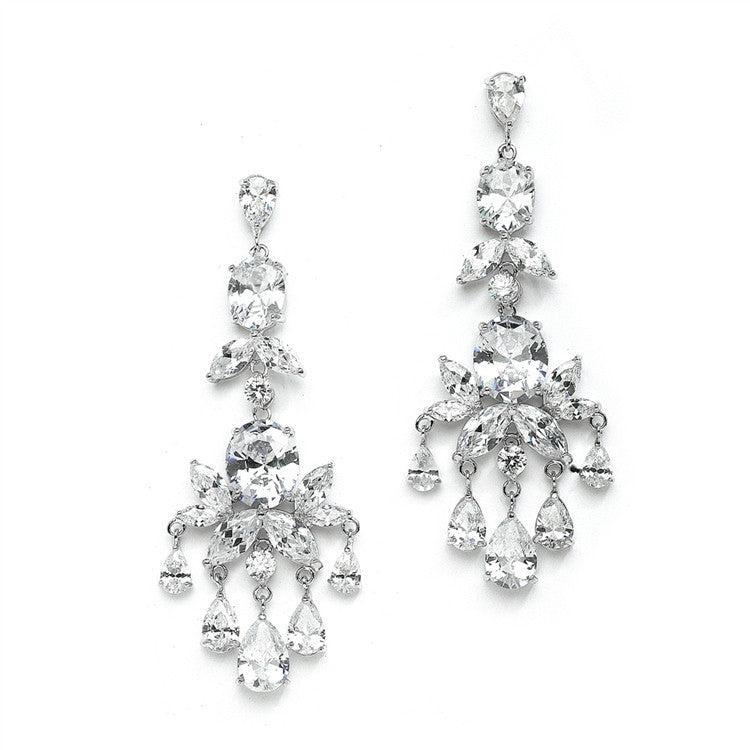 Breathtaking CZ Wedding or Pageant Chandelier Earrings 4234E