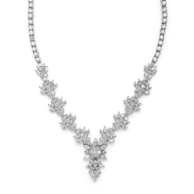 Top Selling Marquis CZ Cluster Wedding or Pageant Necklace 4239N