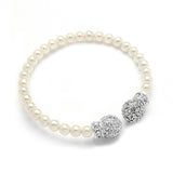 Designer Pearl Wedding Bracelet with Crystal Pave Accents 4245B