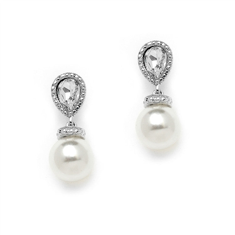 Antique Pears Bridal Earrings with Bold White Pearl Drops