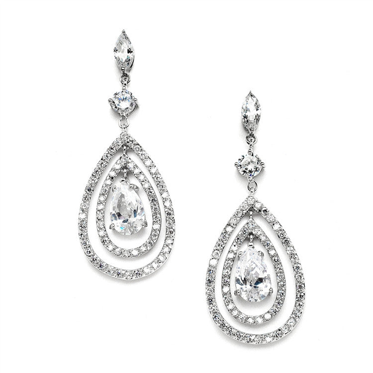 Spectacular Concentric CZ Teardrop Chandelier Earrings 4259E