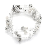 Sarah's Special 8-Row Floating Pearl, Crystal and Rhinestone Fireball Illusion Bridal Bracelet 4265B-8-I-CR-S