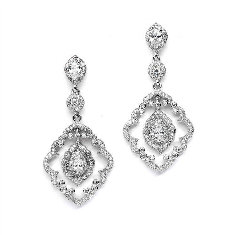Top Selling Art Deco Bridal Earrings with Vintage Pave CZ Dangles 4288E