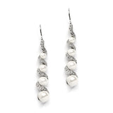 Chic Pearl and CZ Spiral Dangle Earrings for Brides or Bridesmaids 4289E