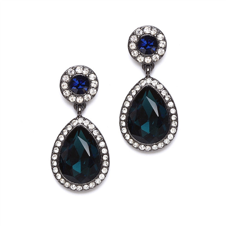 Vintage Navy Blue Drop Earrings for Prom or Bridesmaids
