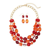 Multi-Row Statement Necklace & Earrings Set for Prom or Homecoming 4296S