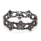 Black Diamond Filigree Flowers Stretch Bracelet for Prom or Homecoming 4301B-BD