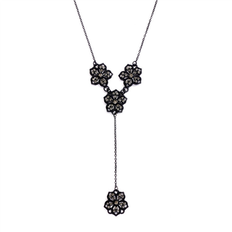 Popular Diamond Filigree Flower "Y" Necklace for Prom or Bridesmaids