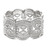 Art Deco Wedding or Prom Filigree Crystal Stretch Bracelet 4302B-CR-S