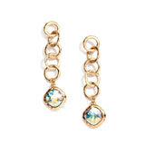 Bold Matte  Links Crystal Drop Earrings 4305E