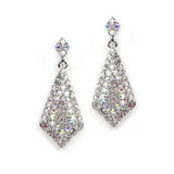 Iridescent Crystal Pave Kite-Shaped Dangle Earrings for Prom or Bridesmaids