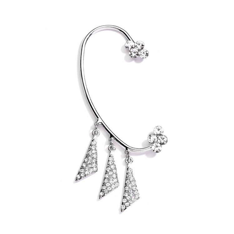 Over the Ear Cuff Style Earring Wrap with Pave Crystal Dangles 4323E-S