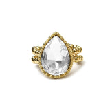 Textured Frame Teardrop Gem Stretch Ring