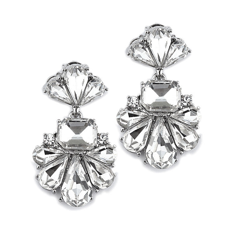 Dramatic Icy Pear Cluster Statement Earrings for Wedding or Prom 4339E