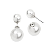 Celebrity Style Double Sided Front and Back Ivory Pearl Stud Earrings