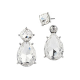 Front-Back Earrings with Iridescent Crystal & Gold Studs and Pear shape drops