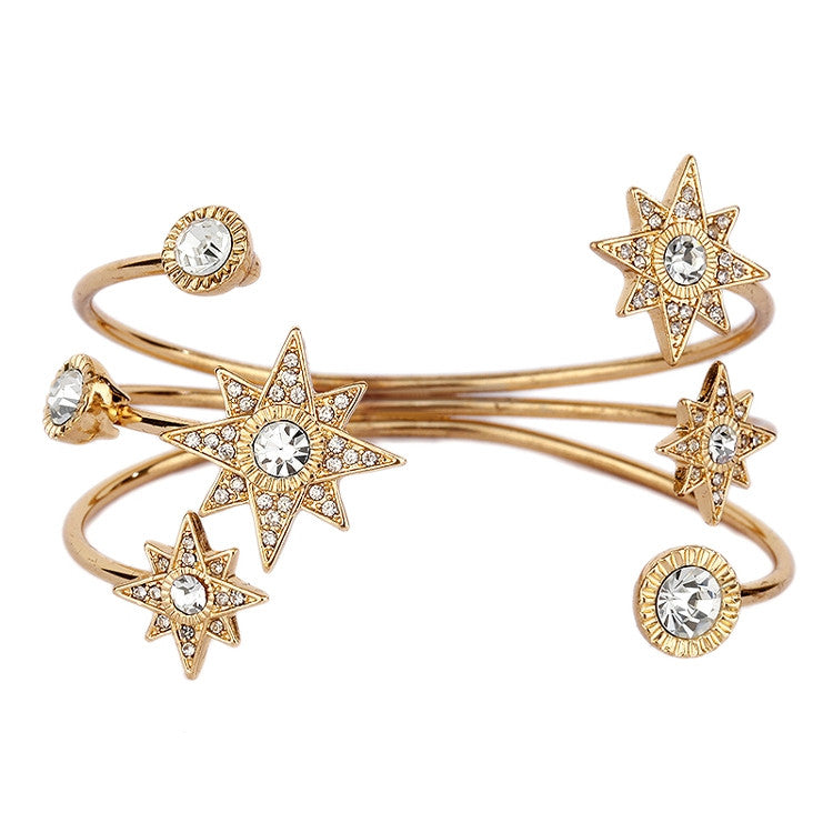 Celestial Stars Bridal or Prom Crystal Cuff Bracelet 4346B
