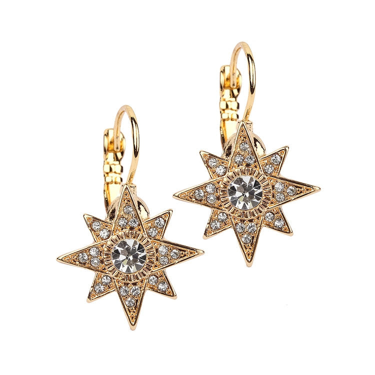 Celestial Stars Prom or Bridesmaids Gold Euro Wire Earrings