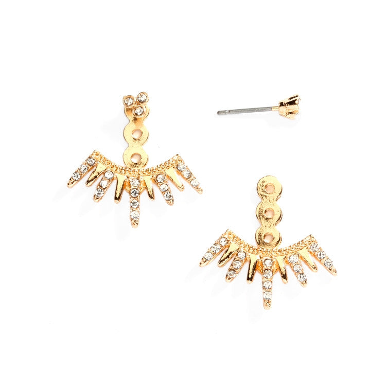 Spikey Gold Earring Jackets for Brides, Bridesmaids and Prom 4348E-G