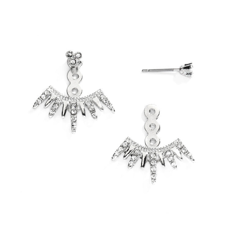 Spikey Silver Earring Jackets for Brides, Bridesmaids and Prom 4348E-S