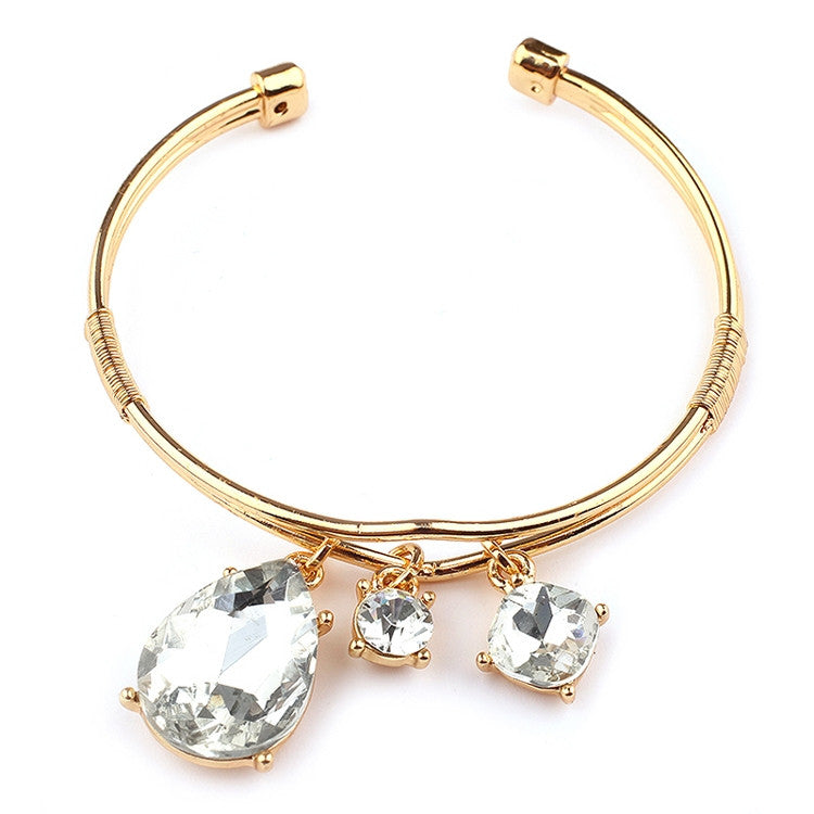 Cuff Charm Bracelet with Crystal Teardrops 4353B-CR