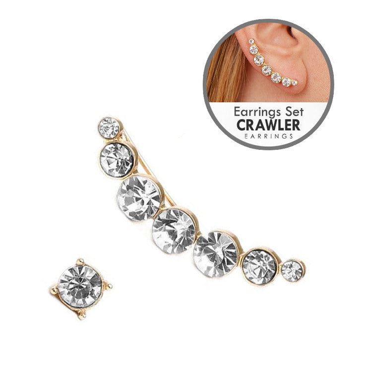 Gold Bezel Crystal Ear Crawler Set