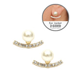 Crystal Curved Gold Ear Jackets with Cream Pearls