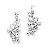 CZ Cluster Wedding Earrings with Marquis Leaves 4371E-S
