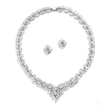 Regal Marquise CZ Statement Necklace and Earrings Set 4376S-S