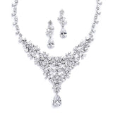 Red Carpet CZ Wedding or Pageant Statement Necklace Set 4377S-S