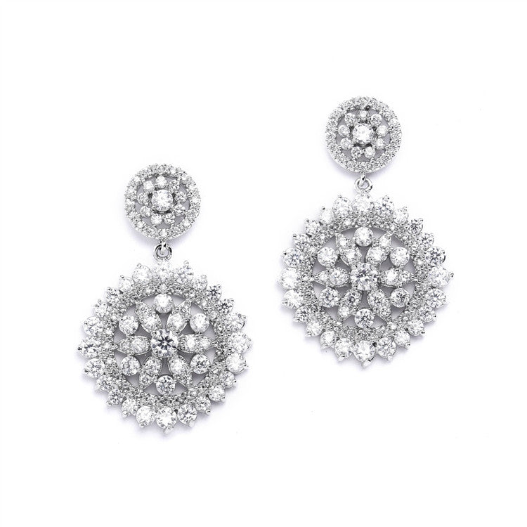 Vintage CZ Bridal Earrings with Pave Drops 4378E-S