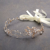 Handmade Bridal Headband with Painted Gold Vines 4386HB-I-G