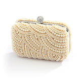 Vintage Ivory 2-Sided Pearl Bridal Clutch with Sleek Silver Frame 4396EB-DKI-S