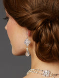 Filigree Bridal Teardrop Earrings with Pearl and Crystal Dangles 4397E-LTI-CR-S