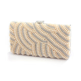 Honey Beige Pearl Bridal Evening Bag with Bezel Crystals 4398EB-HO-S