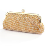 Two-Sided Crystal Clutch Evening Bag with Vintage Gold Frame 4400EB-CR-G