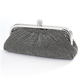 Double-SIded Crystal Clutch Evening Bag with Black Satin 4400EB-CR-JE