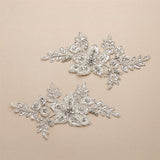 Breathtaking Crystal Bridal Lace Applique in Ivory Floral Vine Motif 4401LA-I