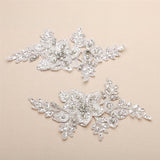 Breathtaking Crystal Bridal Lace Applique in White Floral Vine Motif 4401LA-W