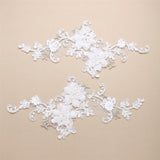 Intricate Bridal Lace Applique with White Georgette Floral Motif 4402LA-W