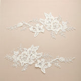 Floral Motif Embroidered Lace Appliques with Beads, Pearls and Crystals 4406LA-I