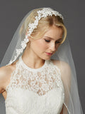 Semi-Waltz Ballet Length One Tier Bridal Veil with Beaded Lace Top 4420V-I