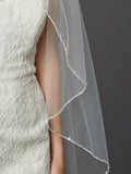 Semi-Waltz Ballet Length One Tier Bridal Veil with Beaded Lace Top 4420V-I