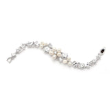 Ravishing Genuine Freshwater Pearl and CZ Statement Bracelet 4430B-I-S