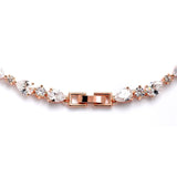 Ravishing Rose Gold Freshwater Pearl and CZ Statement Necklace and Earrings Set 4430S-I-RG