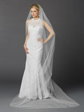 Cathedral Length Single Layer Cut Edge Bridal Veil in White 4433V-108-W