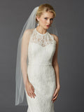 Long Fingertip or Hip Length Single Layer Cut Edge Wedding Veil in Ivory 4433V-42-I