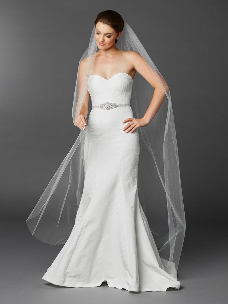 Chapel or Floor Length One Layer Cut Edge Bridal Veil in White 4433V-72-W