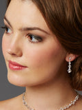 Handmade Graduated Crystal Dangle Earrings with Crystal Studs 4441E-CR-S